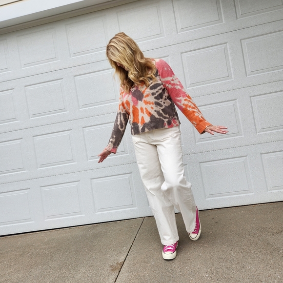 Lisa Todd Catching Rays Sweater V Neck Oversized Colorful Boho Soft Cute Small - Picture 12 of 12